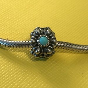 Pandora Bracelet Charm - Flower with Turquoise